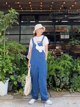 「ap retro（アプレトロ）のアイテム（サロペット/オーバーオール）」を使った、SIZUさん（レディース・156cm）の夏コーディネート