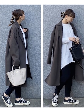 「MK MICHEL KLEIN（エムケーミッシェルクラン）のアイテム（その他アウター）」を使った、SIZUさん（レディース・156cm）の秋コーディネート