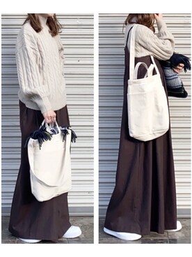 「LIPSTAR（リップスター）のマシンウォッシャブルケーブルハイネックニット/モックネック（ニット/セーター）」を使った、SIZUさん（レディース・156cm）の冬コーディネート