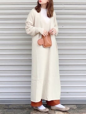 「the case（ザケース）のアイテム（ポーチ）」を使った、SIZUさん（レディース・156cm）の冬コーディネート