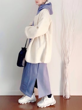 「GRL（グレイル）のアイテム（その他アウター）」を使った、SIZUさん（レディース・156cm）の冬コーディネート