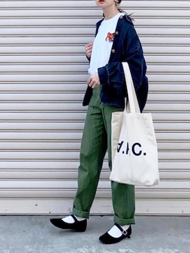 「ジージャン」｜「アイテム（ブルゾン）」を使った、SIZUさん（レディース・156cm）の春コーディネート