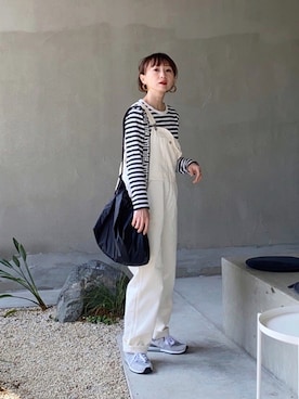 「SOMETHING（サムシング）のアイテム（オールインワン・サロペット）」を使った、SIZUさん（レディース・156cm）の春コーディネート