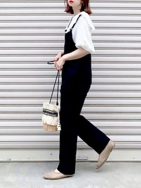 「CANAL JEAN（キャナルジーン）のアイテム（オールインワン・サロペット）」を使った、SIZUさん（レディース・156cm）の春コーディネート