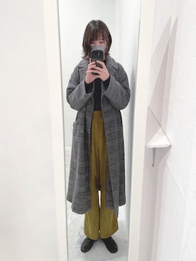 「ehka sopo（エヘカソポ）のアイテム（チェスターコート）」を使った、たり◎さん（レディース・159cm）の冬コーディネート