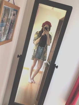 「ショーパン」｜「アイテム（ハンチング/ベレー帽）」を使った、yunさん（レディース・151cm）の夏コーディネート