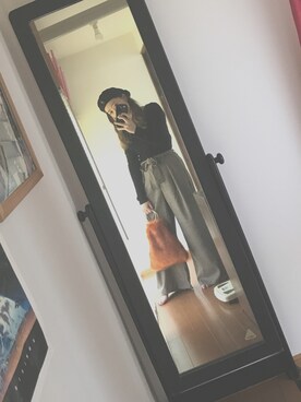 「ウエストイン」｜「アイテム（ハンチング/ベレー帽）」を使った、yunさん（レディース・151cm）の秋コーディネート