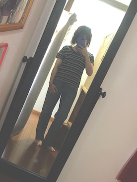 「ハイウエストストレートジーンズ」｜yunさん（レディース・150cm）の夏コーディネート