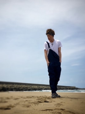 「Guess（ゲス）のアイテム（オールインワン・サロペット）」を使った、Toshiki Yoshimuraさん（メンズ・174cm）の春コーディネート