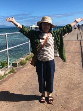 「リゾートスタイル」｜「アイテム（ブルゾン）」を使った、チコさん（レディース・149cm）の夏コーディネート