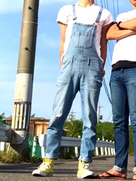 「OLD NAVY（オールドネイビー）のアイテム（オールインワン・サロペット）」を使った、hiroさん（メンズ・175cm）の春コーディネート