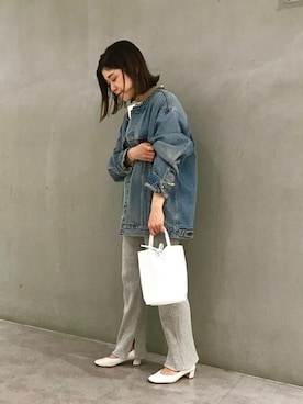 「アイテム（バッグ、ホワイト系）」を使った、eveさん（レディース・160cm）の春コーディネート