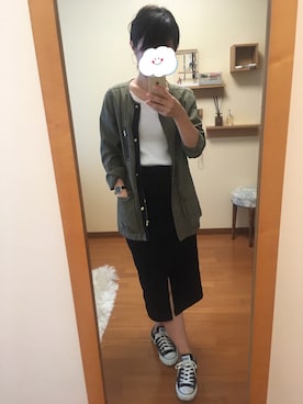 「アイテム（ノーカラージャケット）」を使った、みろりさん（レディース・160cm）の秋コーディネート