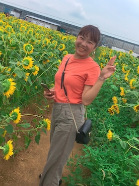 「ひまわり畑」｜「アイテム（アクセサリー）」を使った、maoさん（レディース・160cm）の夏コーディネート