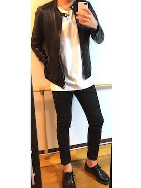 「FREAK'S STORE（フリークスストア）のアイテム（ライダースジャケット）」を使った、kazuさん（メンズ・178cm・20代）の春コーディネート