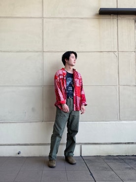「schott（ショット）のSchott/ショット/ARMY FATIGUE PANTS/アーミー ファティーグ パンツ（その他パンツ）」を使った、tomoyaさん（メンズ・166cm）の夏コーディネート