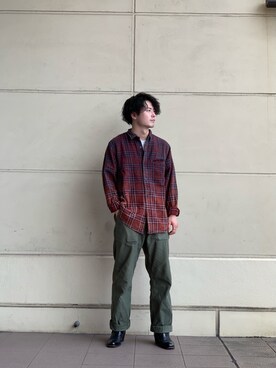 「schott（ショット）のSchott/ショット/ARMY FATIGUE PANTS/アーミー ファティーグ パンツ（その他パンツ）」を使った、tomoyaさん（メンズ・166cm）の秋コーディネート