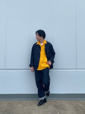 「SCHOTT」｜「アイテム（カバーオール）」を使った、tomoyaさん（メンズ・166cm）の春コーディネート
