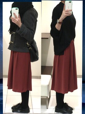 「URBAN RESEARCH（アーバンリサーチ）のアイテム（ダッフルコート）」を使った、福太郎さん（レディース・164cm）の冬コーディネート