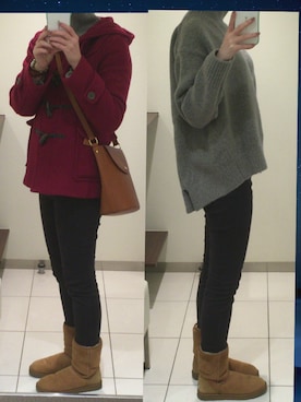 「chapter world（チャプターワールド）のアイテム（バッグ）」を使った、福太郎さん（レディース・164cm）の冬コーディネート