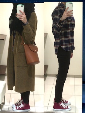 「chapter world（チャプターワールド）のアイテム（バッグ）」を使った、福太郎さん（レディース・164cm）の冬コーディネート