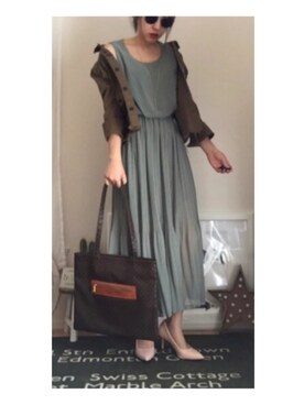 「CELINE」｜「アイテム（ミリタリージャケット）」を使った、kaori.ksさん（レディース・157cm）の春コーディネート