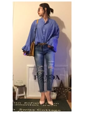 「A.D.S.R.（エーディーエスアール）のLHP/エルエイチピー/ADSR/エーディーエスアール/ROMEO（サングラス、ブラウン系）」を使った、kaori.ksさん（レディース・157cm）の春コーディネート