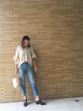 「Another Edition（アナザーエディション）のアイテム（ニット/セーター、ホワイト系）」を使った、momo_xoxo.babyさん（レディース・170cm）の秋コーディネート