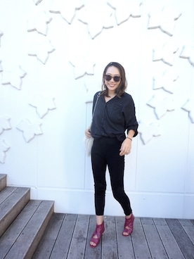 「LAGUNAMOON（ラグナムーン）のアイテム（シャツ/ブラウス、ブラック系）」を使った、momo_xoxo.babyさん（レディース・170cm）の秋コーディネート