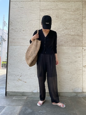「オーガンジー」｜「アイテム（帽子）」を使った、kahoさん（レディース・172cm）の春コーディネート