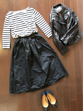 「JOURNAL STANDARD relume（ジャーナルスタンダード　レリューム）のアイテム（ライダースジャケット）」を使った、akiraさん（レディース・166cm）の春コーディネート