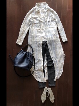 「仕事着」｜「アイテム（ビーチサンダル）」を使った、akiraさん（レディース・166cm）の夏コーディネート