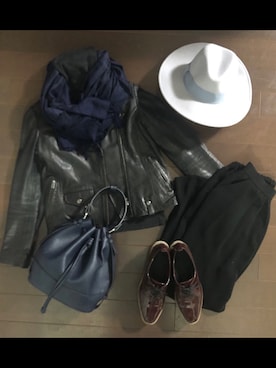「JOURNAL STANDARD relume（ジャーナルスタンダード　レリューム）のアイテム（ライダースジャケット）」を使った、akiraさん（レディース・166cm）の秋コーディネート
