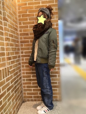 「RODEO CROWNS WIDE BOWL（ロデオクラウンズワイドボウル）のアイテム（ブルゾン）」を使った、akomonさん（レディース・153cm）の冬コーディネート