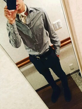 「SOLIDO（ソリード）のアイテム（スラックス）」を使った、∀KIRAさん（メンズ・177cm）の秋コーディネート