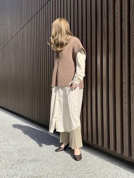 「EVOL（イーボル）の21SS春夏新作【EVOL】チュールクリアヒールパンプス IQ9517（パンプス）」を使った、EVOL PRESSさん（レディース・162cm）の冬コーディネート