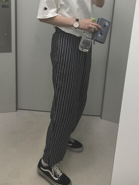 「Champion（チャンピオン）のChampion Authentic T-SHIRTS/ チャンピオン コットン Tシャツ(1/2スリーブ)（Tシャツ/カットソー、ホワイト系）」を使った、miさん（レディース・165cm）の春コーディネート