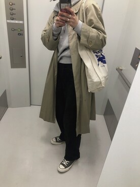 「usedのアイテム（その他パンツ、ブラック系）」を使った、miさん（レディース・165cm）の春コーディネート