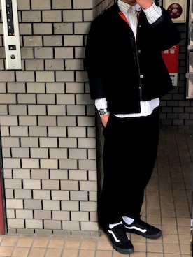 「VANS（バンズ）のアイテム（スニーカー、ブラック系）」を使った、Maiuさん（メンズ・170cm）の冬コーディネート