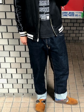 「JOURNAL STANDARD（ジャーナルスタンダード）のアイテム（ジャケット/アウター、ブラック系）」を使った、Maiuさん（メンズ・170cm）の春コーディネート