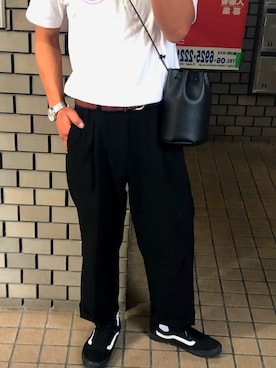 「HARE（ハレ）のアイテム（パンツ、ブラック系）」を使った、Maiuさん（メンズ・170cm）の春コーディネート