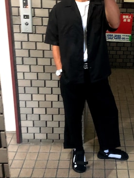 「FRED PERRY（フレッドペリー）のアイテム（ソックス/靴下、ブラック系）」を使った、Maiuさん（メンズ・170cm）の夏コーディネート