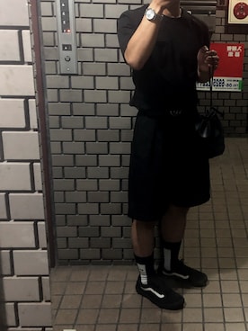 「NANO universe（ナノユニバース）のアイテム（パンツ、ブラック系）」を使った、Maiuさん（メンズ・170cm）の夏コーディネート