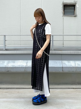 「CIAOPANIC（チャオパニック）のアイテム（ワンピース）」を使った、hamamoto hiyoriさん（レディース・157cm）の夏コーディネート