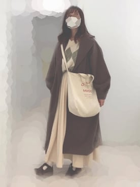 「オーバーコート」｜「アイテム（その他シューズ）」を使った、おさん（レディース・155cm）の冬コーディネート
