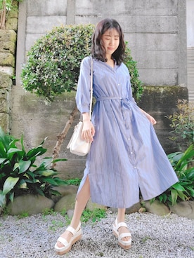 「アイテム（シャツワンピース）」を使った、友里さん（レディース・162cm・20代）の春コーディネート