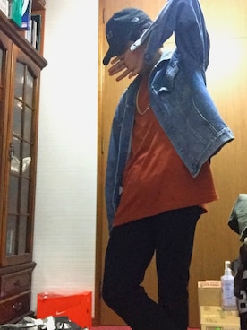 「ストリート系」｜「アイテム（デニムジャケット）」を使った、AkirAさん（メンズ・165cm）の春コーディネート