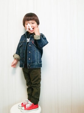 「カーキパンツ」｜あっくんさん（キッズ・90cm）の秋コーディネート