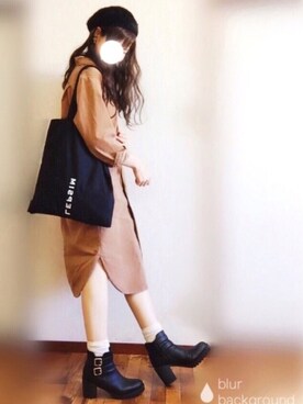 「one after another NICE CLAUP（ワンアフターアナザーナイスクラップ）のアイテム（ブーツ）」を使った、ぴょんさん（レディース・167cm）の冬コーディネート