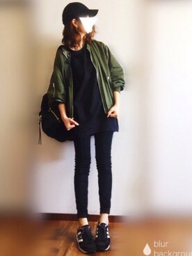 「Doシンプル部」｜「アイテム（MA-1）」を使った、ぴょんさん（レディース・167cm）の春コーディネート